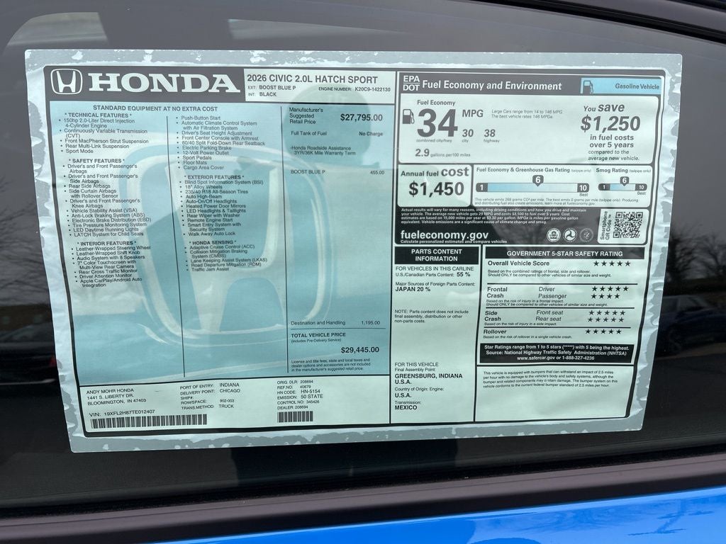 2026 Honda Civic Sport