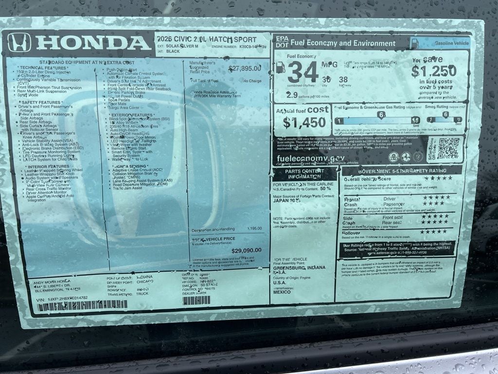 2026 Honda Civic Sport