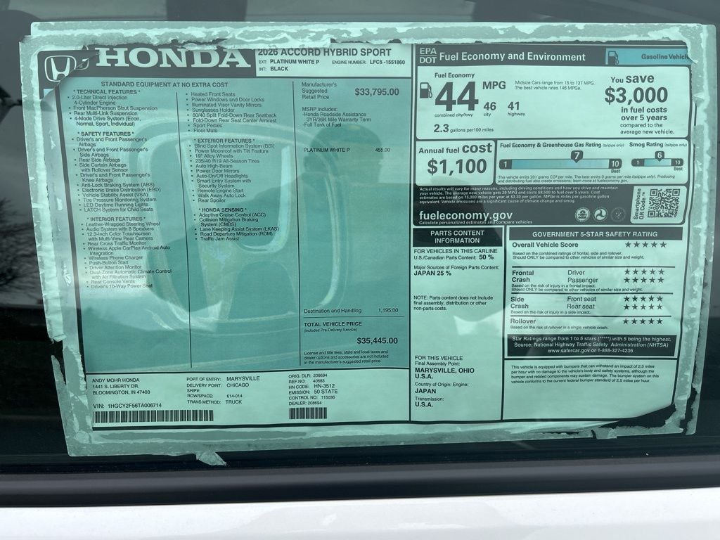 2026 Honda Accord Hybrid Sport