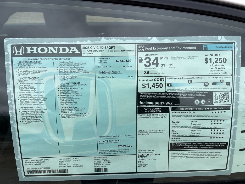 2026 Honda Civic Sport