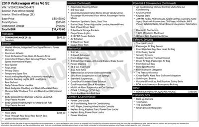 2019 Volkswagen Atlas 3.6L V6 SE