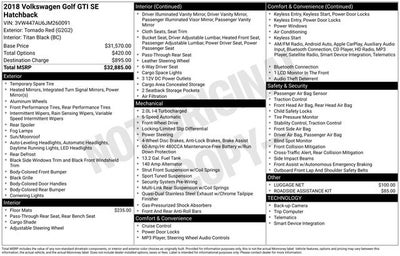 2018 Volkswagen Golf GTI 2.0T SE