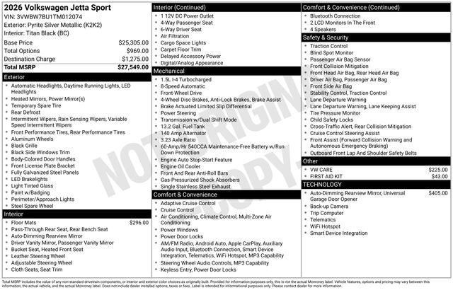 2026 Volkswagen Jetta 1.5T Sport