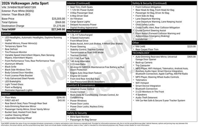 2026 Volkswagen Jetta 1.5T Sport