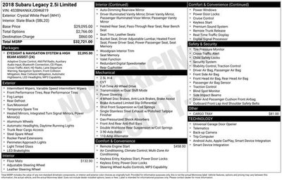 2018 Subaru Legacy 2.5i Limited