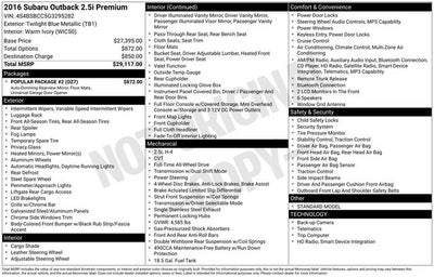 2016 Subaru Outback 2.5i Premium