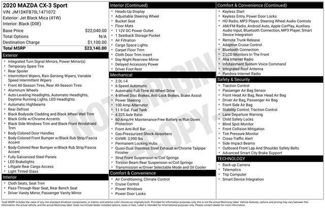 2020 Mazda Mazda CX-3 Sport